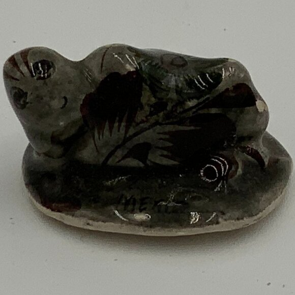 Vintage Miniature Tonala Mexican Pottery Turtle Hand Painted - Picture 1 of 8